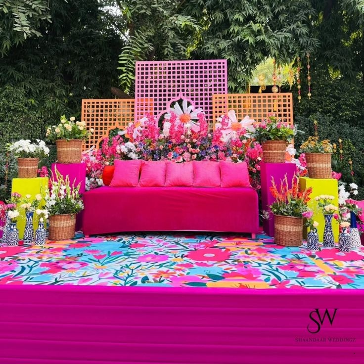 a mehendi setup straight out of a pastel…