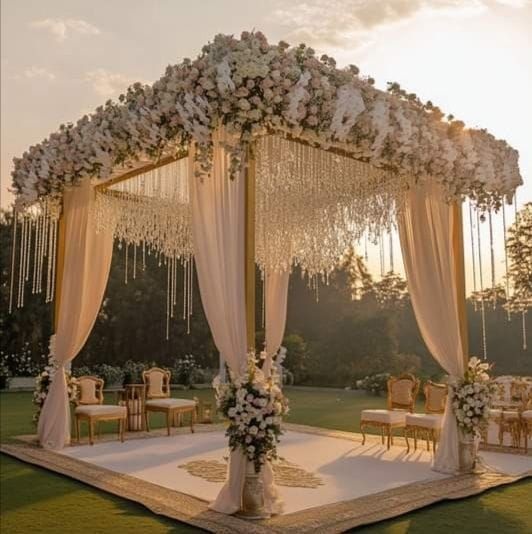 step into forever under a mandap draped in floral…