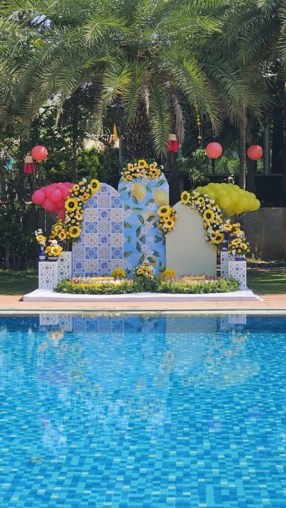 sunny sunflower inspired haldi backdrop by kraftstar management